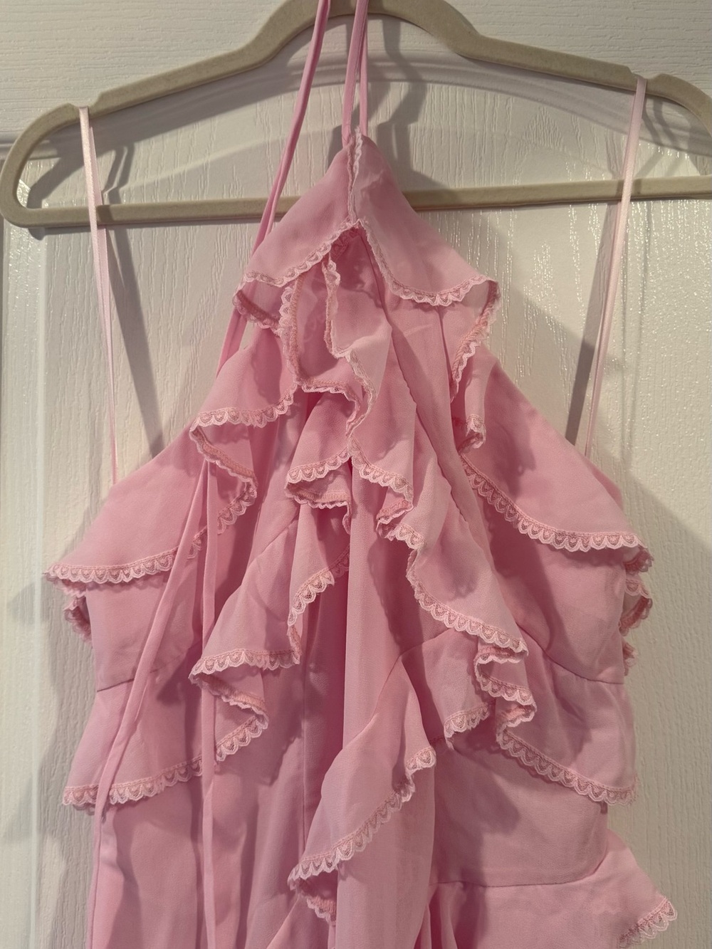 Hello Molly Pink Ruffle Halter High-Low Dress - Picture 3 of 6